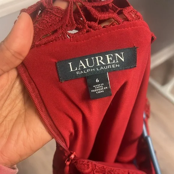 Women’s Lauren Ralph Lauren Red Knee Length Dress Size 6 - Picture 4 of 5